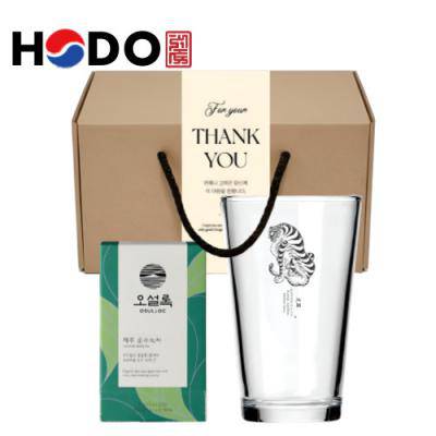 한국전통 맹호도 호랑이 샤이닝 글라스컵 480ml 오설록 